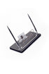 Leather Desk Name Holder with Two Pens Black Chrome Detailed
